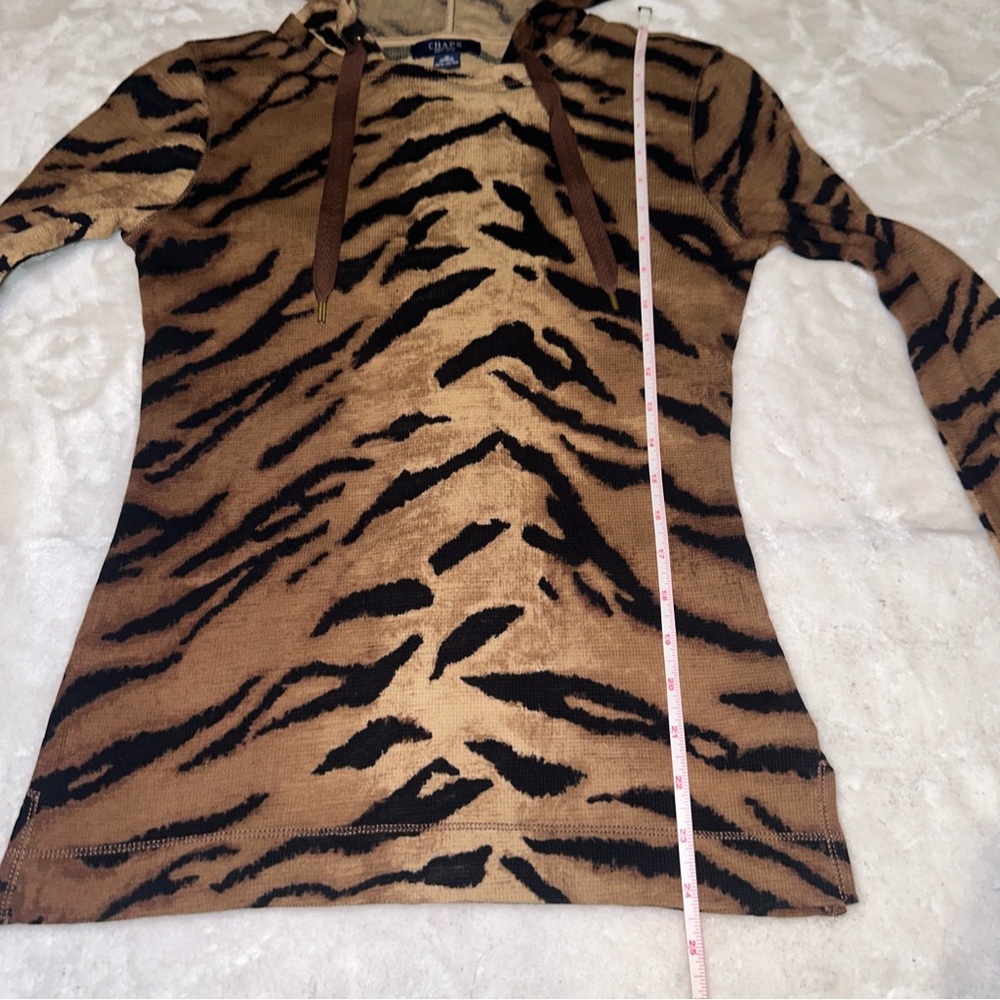 Chaps Brown & Black Tiger Animal Print Hoodie Size Medium NWT - Picture 11 of 11
